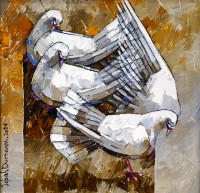 Iqbal Durrani, 18 x 18 Inch, Oil on Canvas, Pigeon Painting, AC-IQD-286